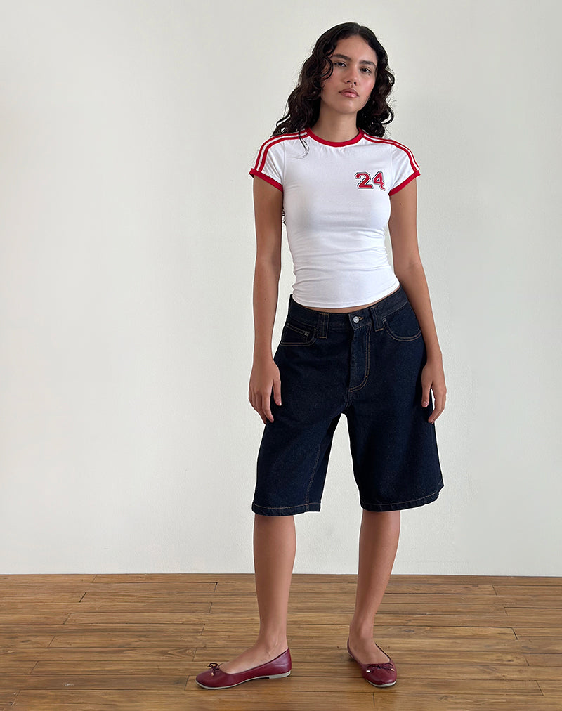 Imagen de Salda Tee in White with Tango Red Binding