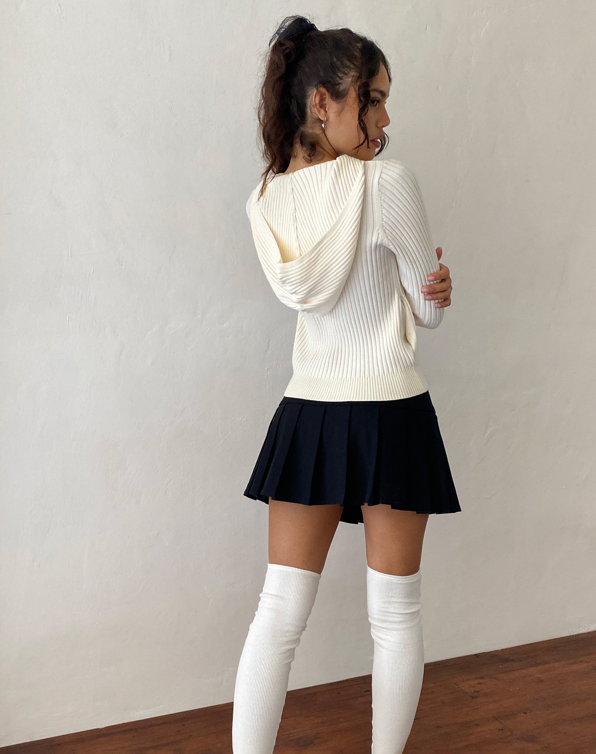 Imagen de Salinas Zip Up Knitted Hoodie in Ivory