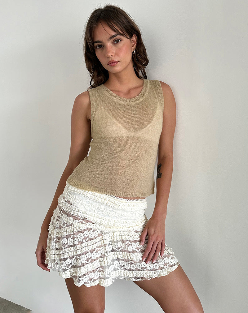 Imagen de Salisha Camiseta de tirantes en punto transparente natural