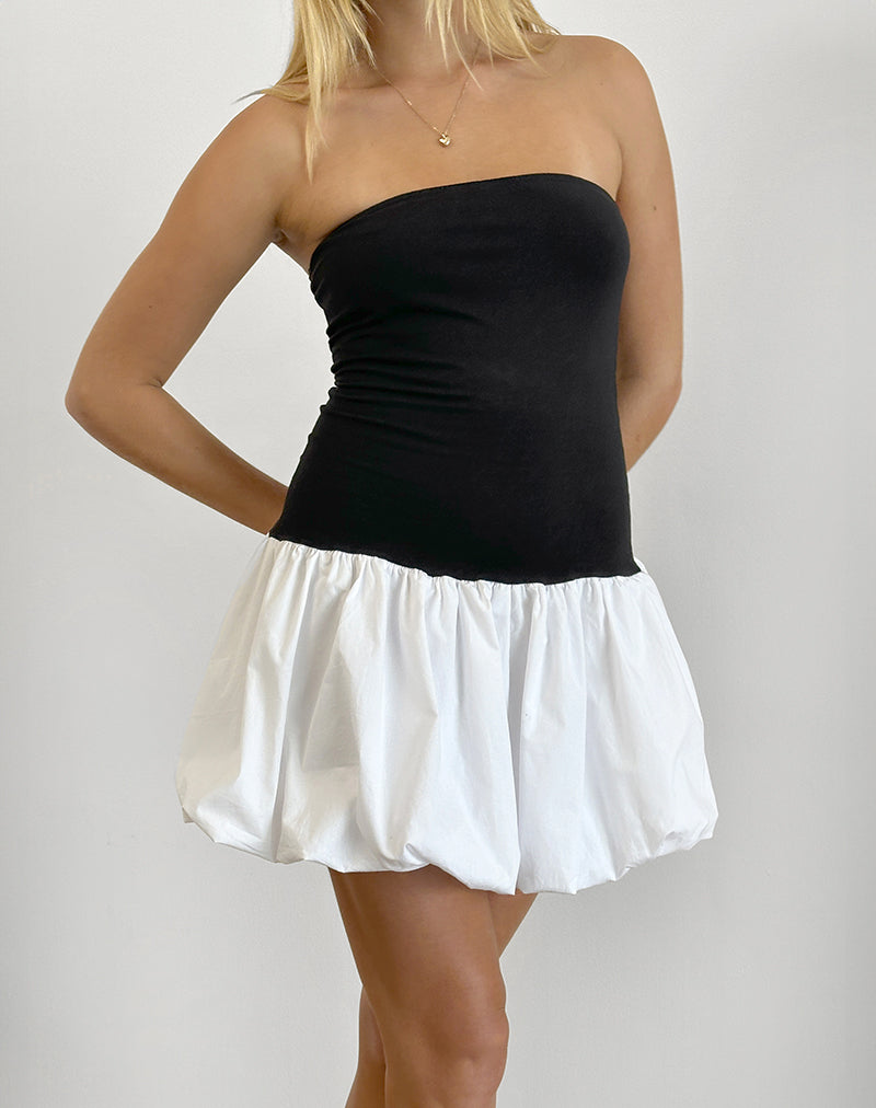 imagen de Salvia Puffball Mini Dress in Black and White