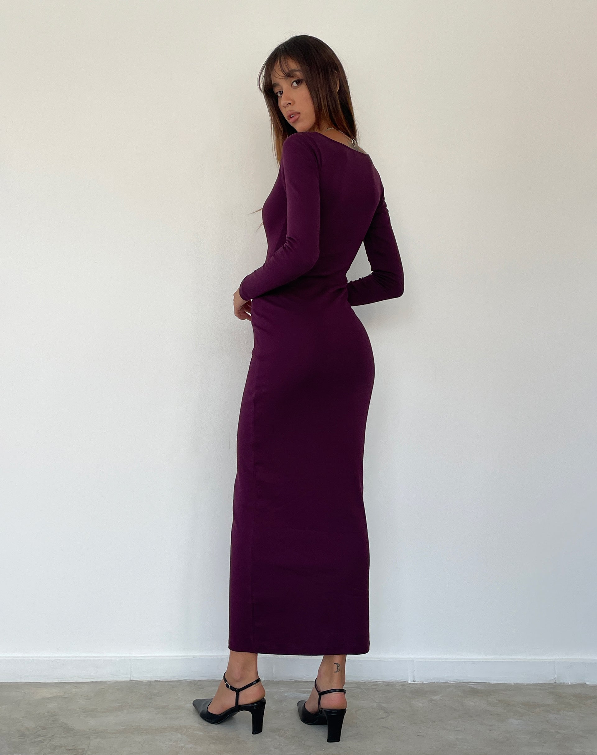 Imagen de Samaira Maxi Vestido de Manga Larga en Berenjena