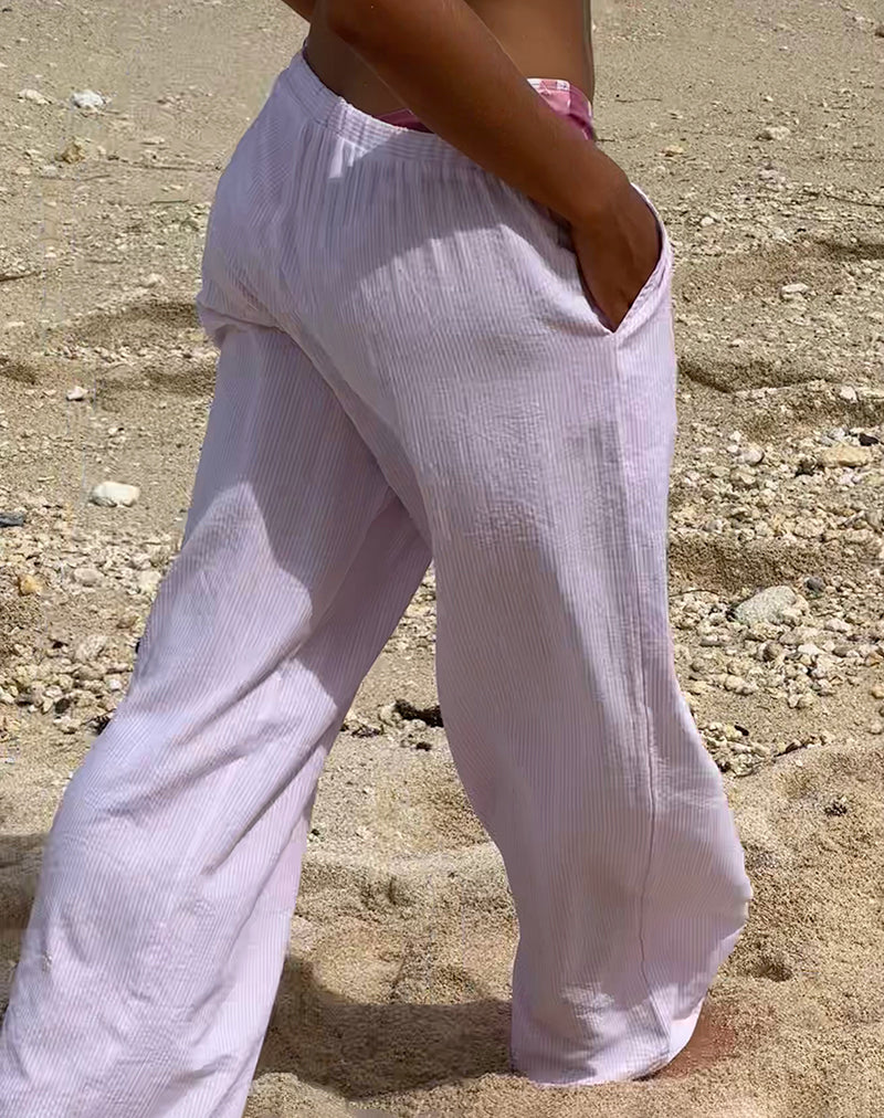Imagen de Samir Pantalón de algodón a rayas rosa
