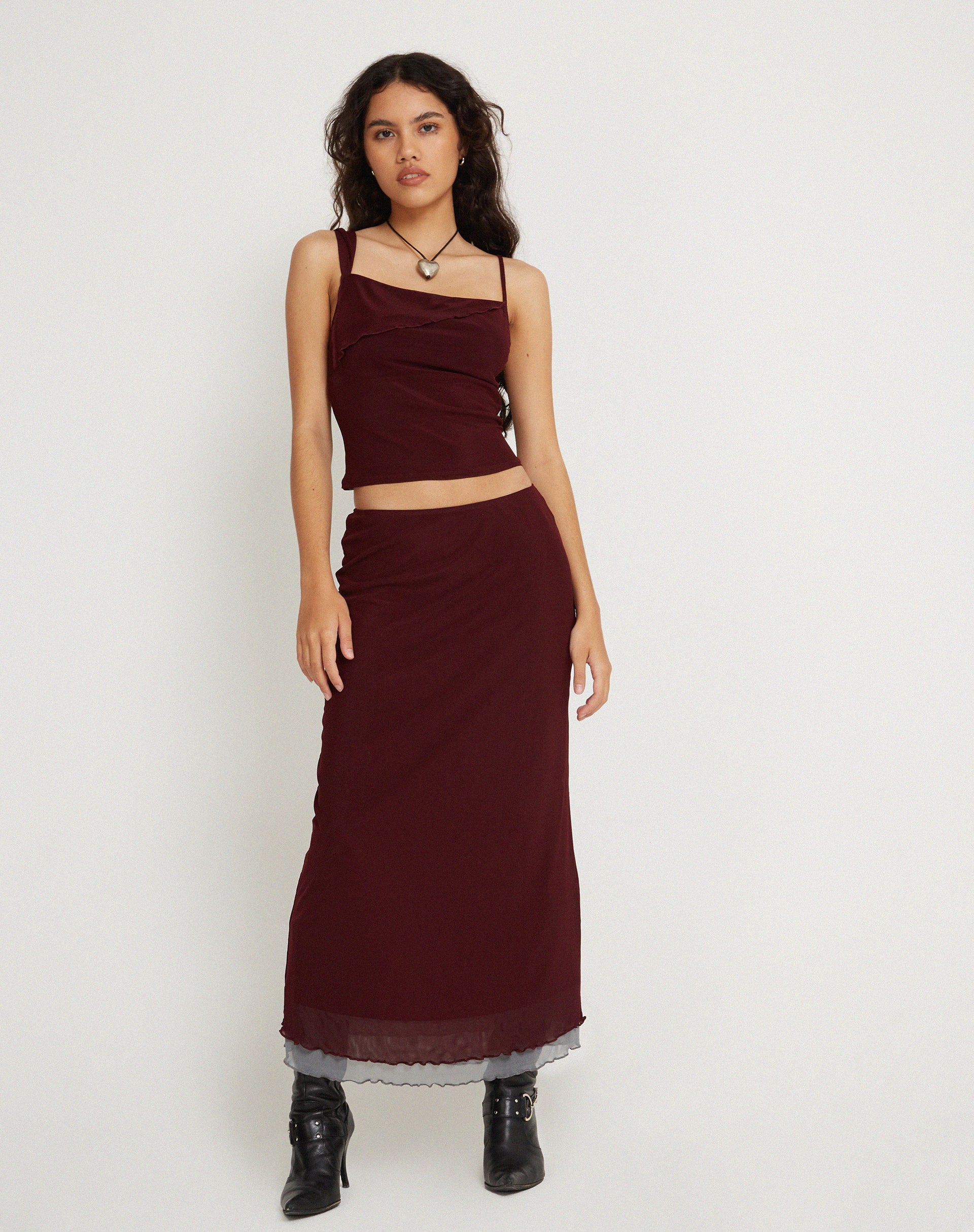 Imagen de Sambu Crop Top en Mesh Borgoña