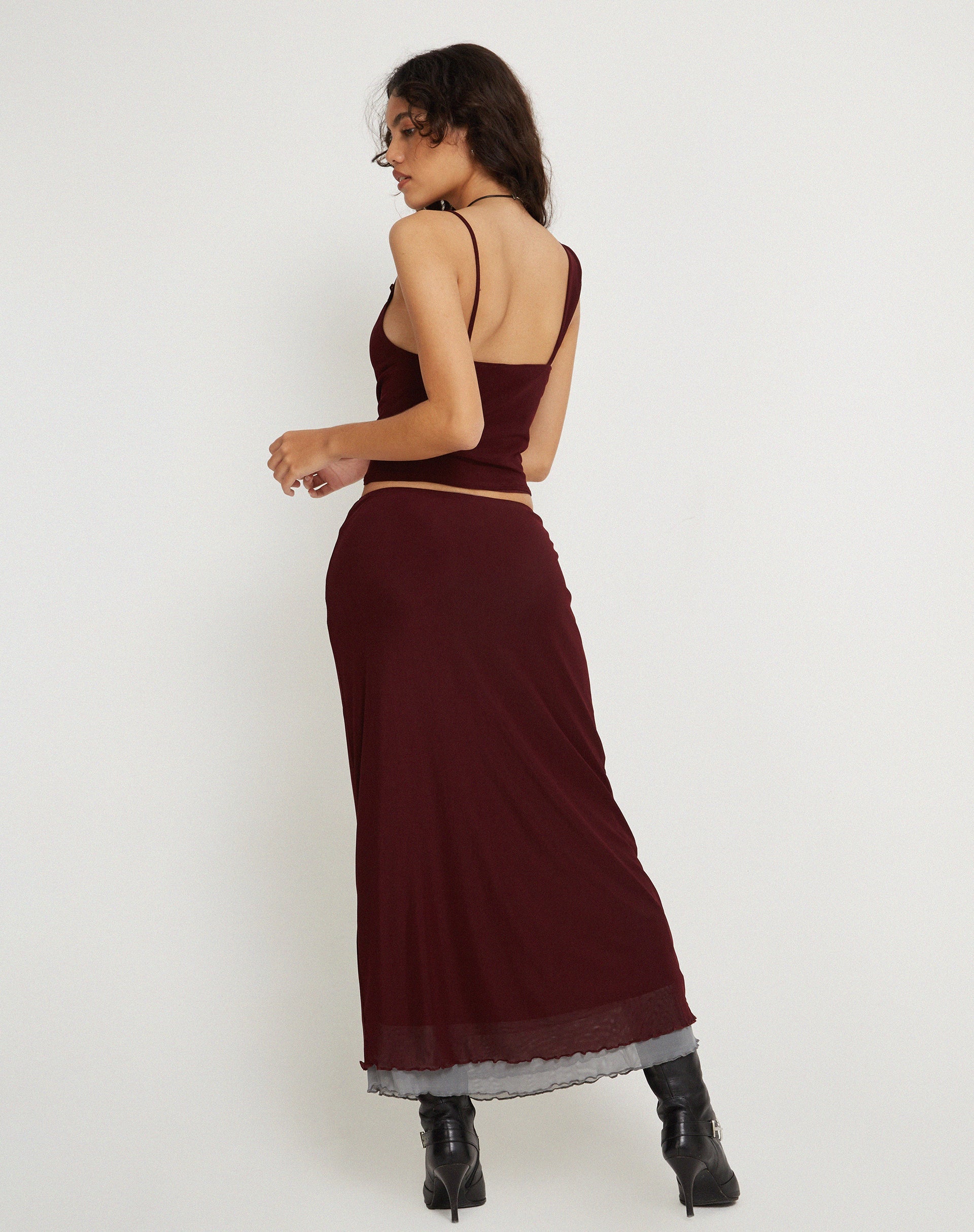 Imagen de Sambu Crop Top en Mesh Borgoña