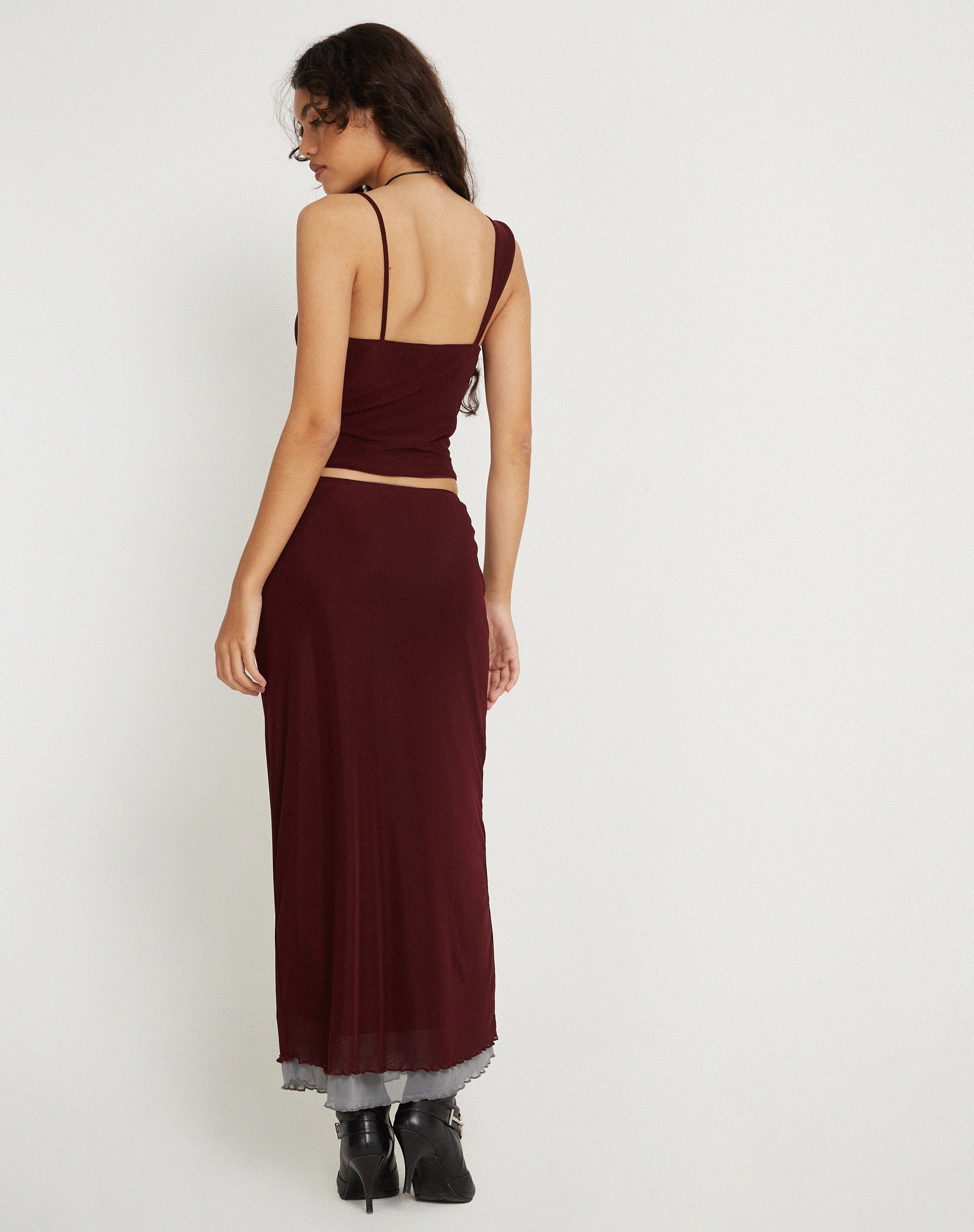 Imagen de Sambu Crop Top en Mesh Borgoña