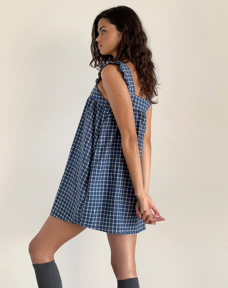 Imagen de Sanaly Mini Dress in Navy Tartan Rami