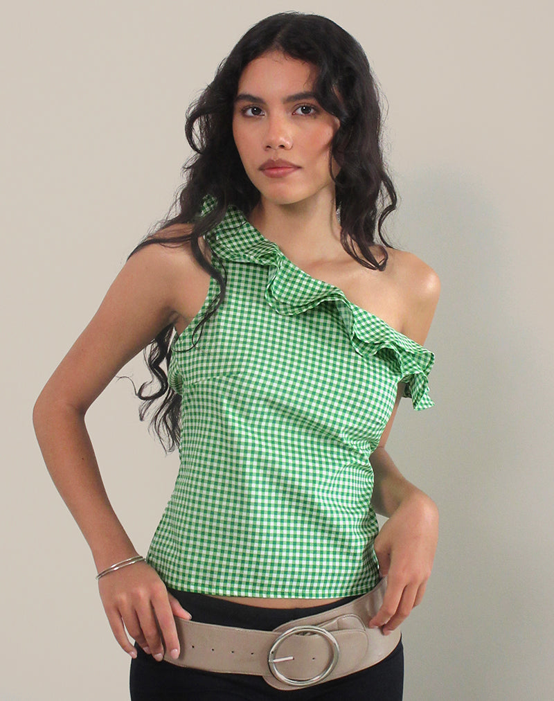 Imagen de Sanamu Frill Top en Mini Gingham Verde