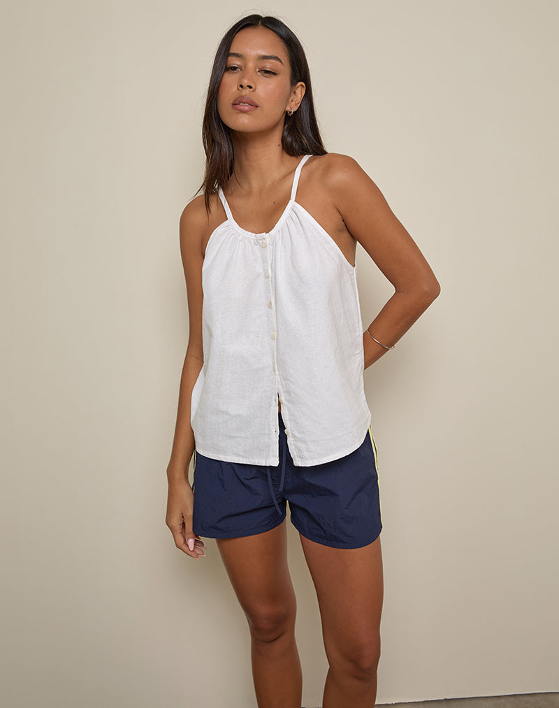 Top con botones Sanja Scoop en marfil