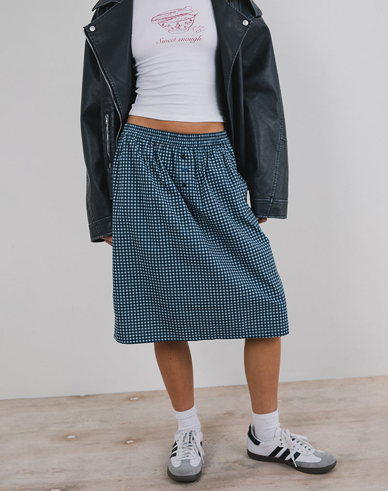 Imagen de Sanjina Falda Midi en Mini Azul Oscuro Gingham