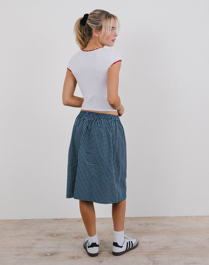 Imagen de Sanjina Falda Midi en Mini Azul Oscuro Gingham