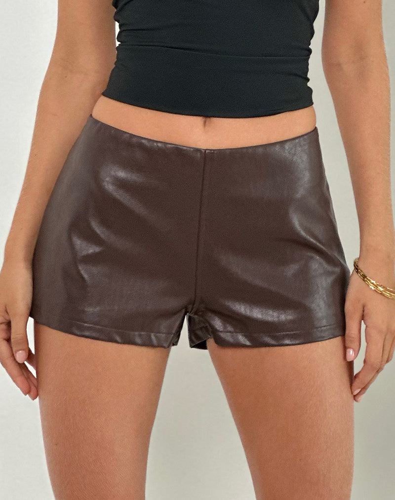 Sanne Hot Pants en PU marrón
