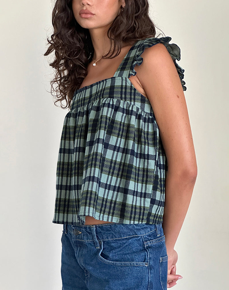 Imagen de Sanula Top en Lino Mono Check Verde