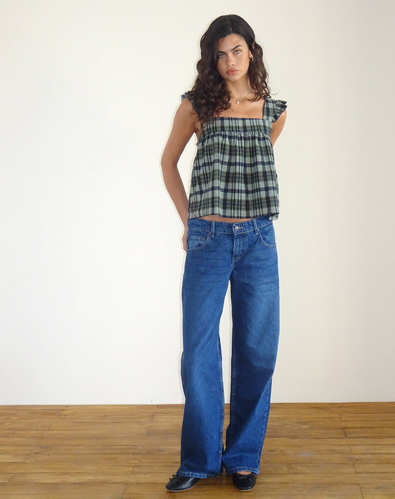Imagen de Sanula Top en Lino Mono Check Verde