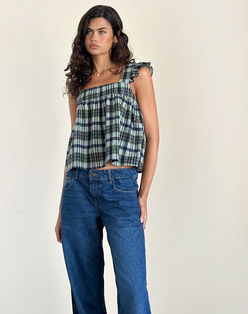 Imagen de Sanula Top en Lino Mono Check Verde