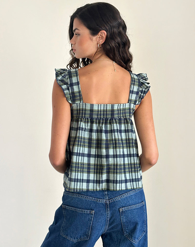 Imagen de Sanula Top en Lino Mono Check Verde