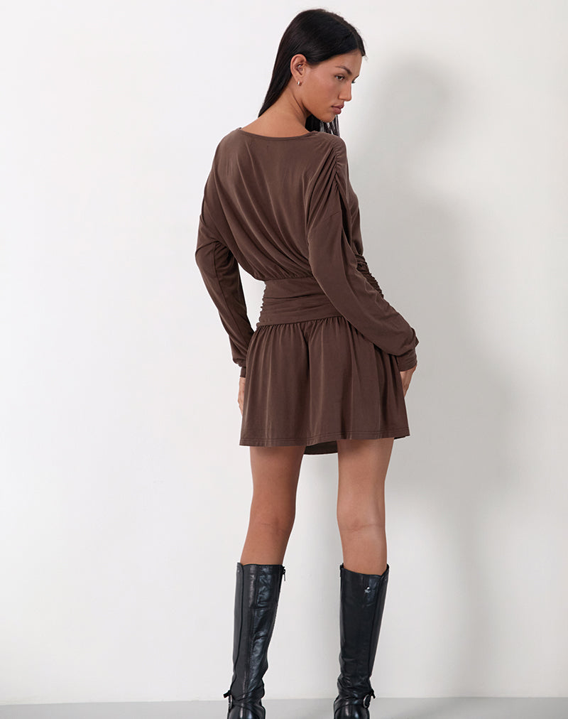 Imagen del minivestido Sanuli en chocolate amargo