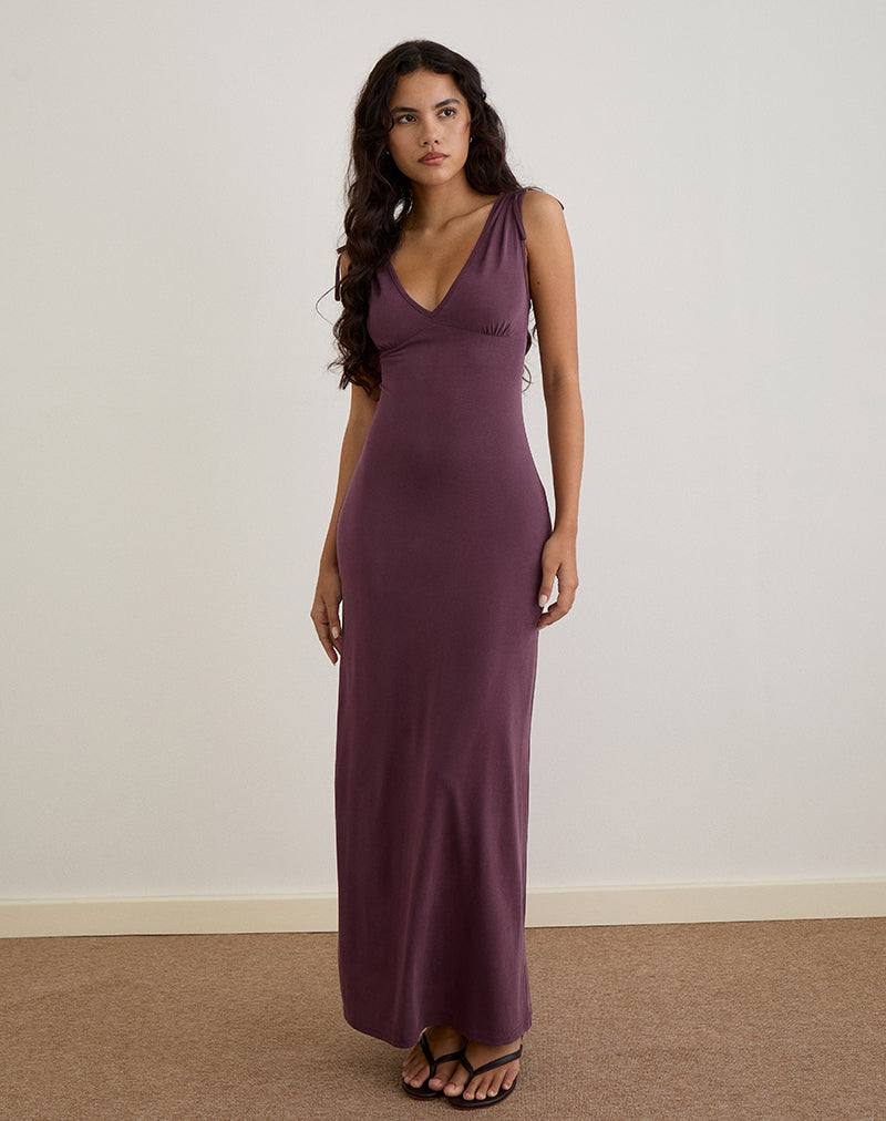 Sanyu Maxi Vestido en Cupro Morado Profundo