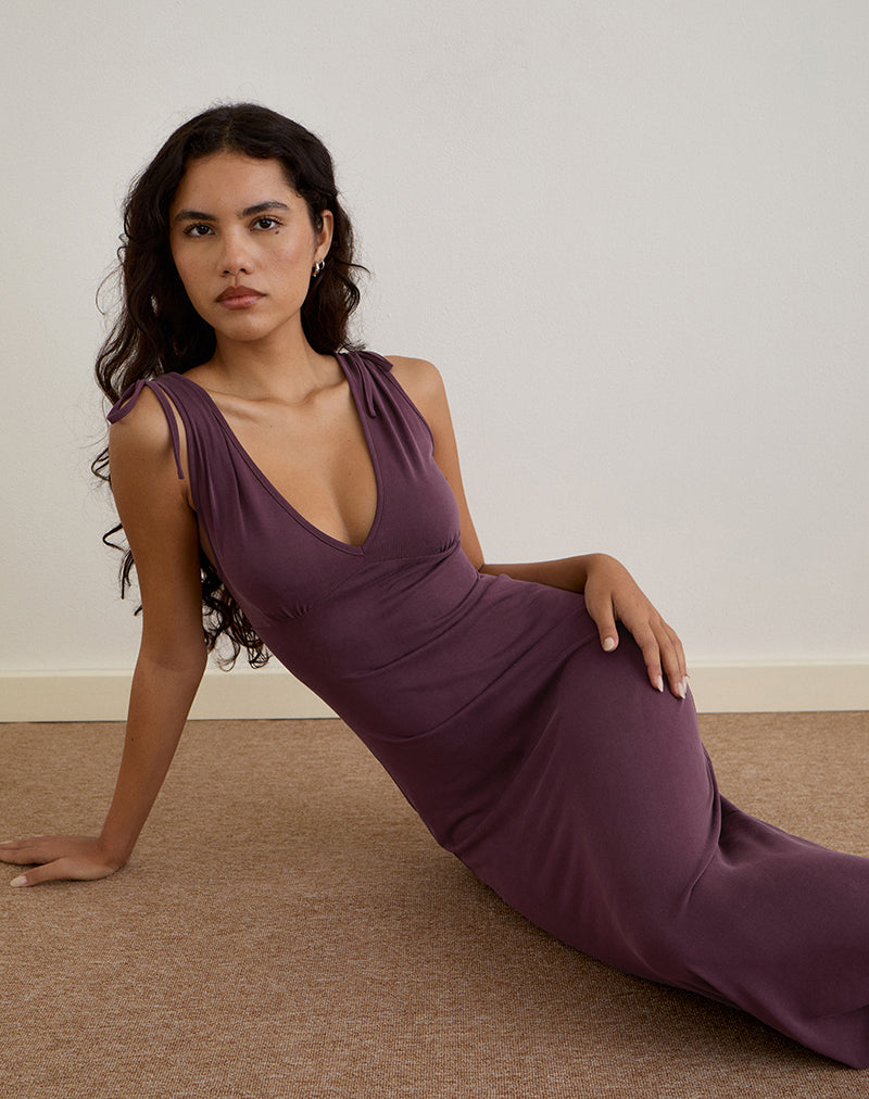 Sanyu Maxi Vestido en Cupro Morado Profundo