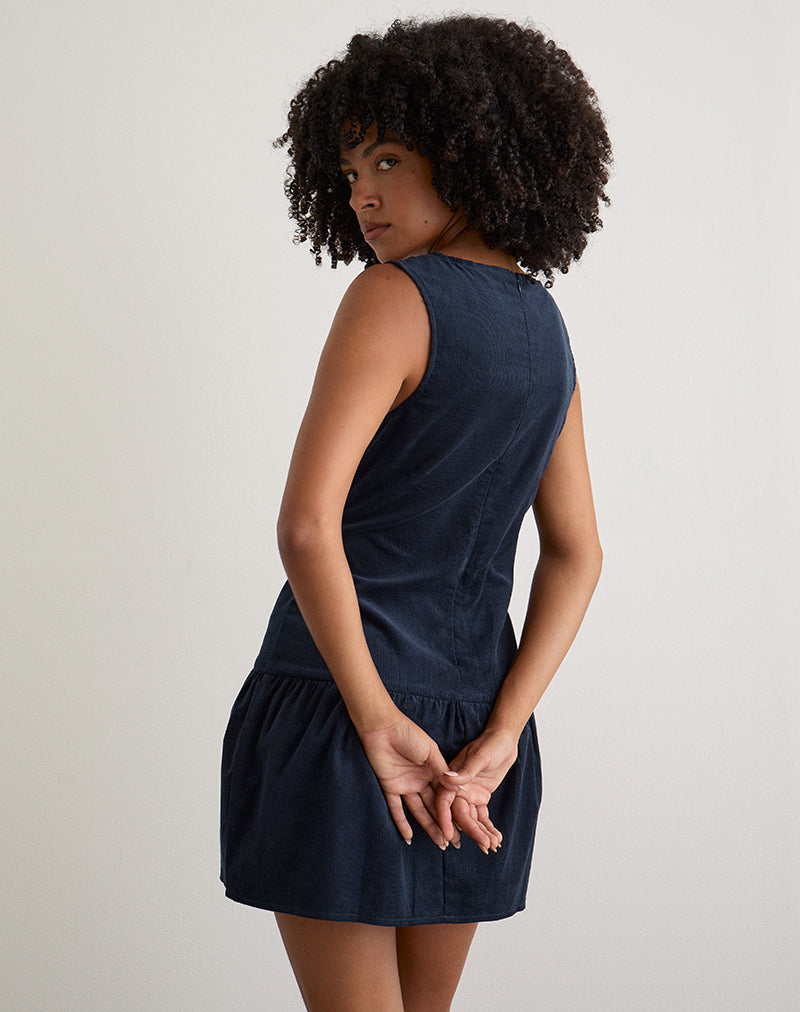 Imagen del vestido Sarabi Plunge Mini Dress in Cord Navy