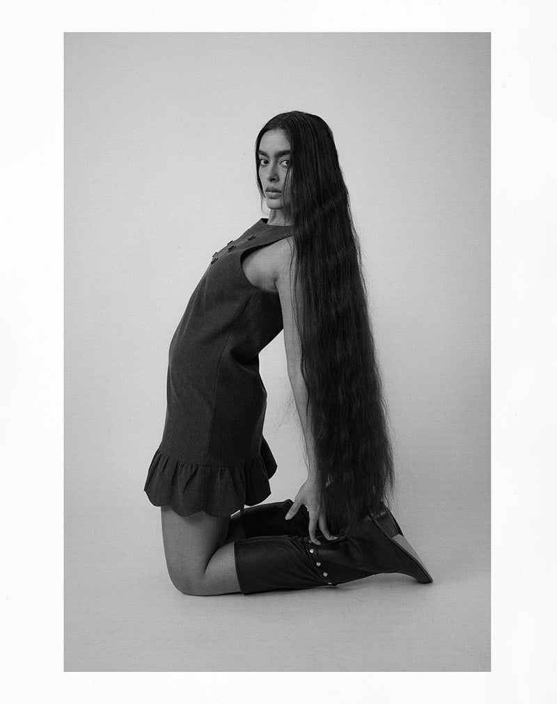 Image of Saraya Mini Dress in Tailoring Grey Blue