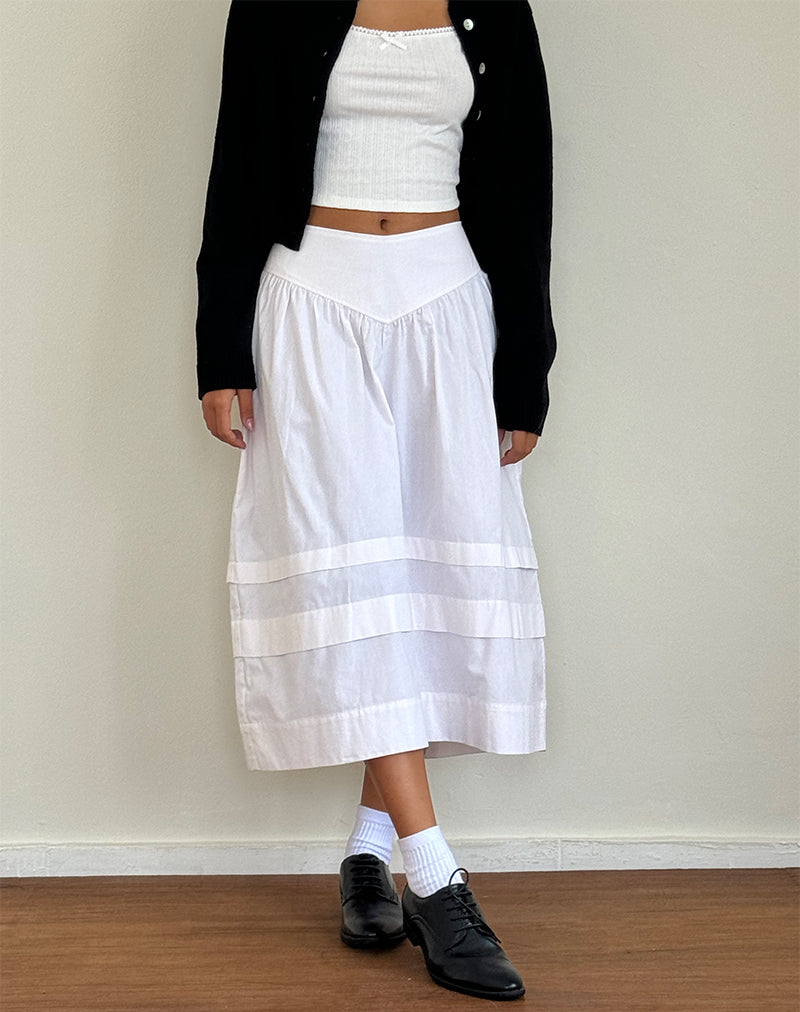 Imagen de la falda Sarayu Midi de popelina blanca