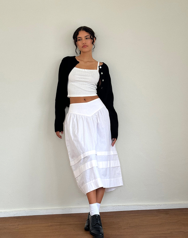 Imagen de la falda Sarayu Midi de popelina blanca