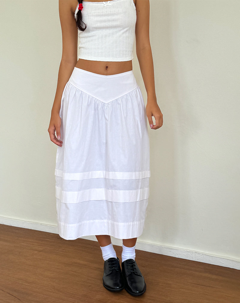 Imagen de la falda Sarayu Midi de popelina blanca