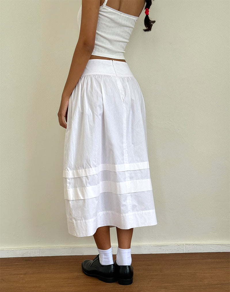 Imagen de la falda Sarayu Midi de popelina blanca