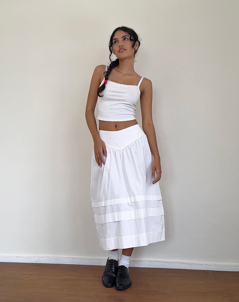 Imagen de la falda Sarayu Midi de popelina blanca