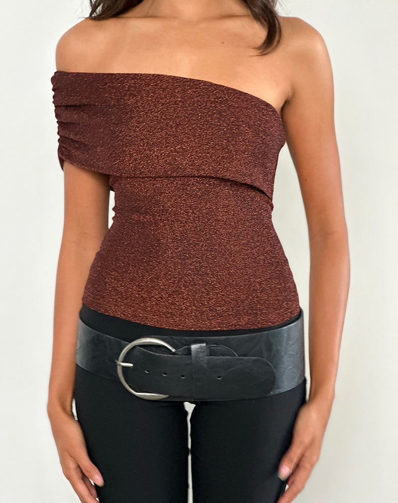 Imagen de Sarla Top de un hombro en Jersey Glitter Cobre