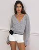 Imagen de Saroya Plunge Wrap Top de punto Gris