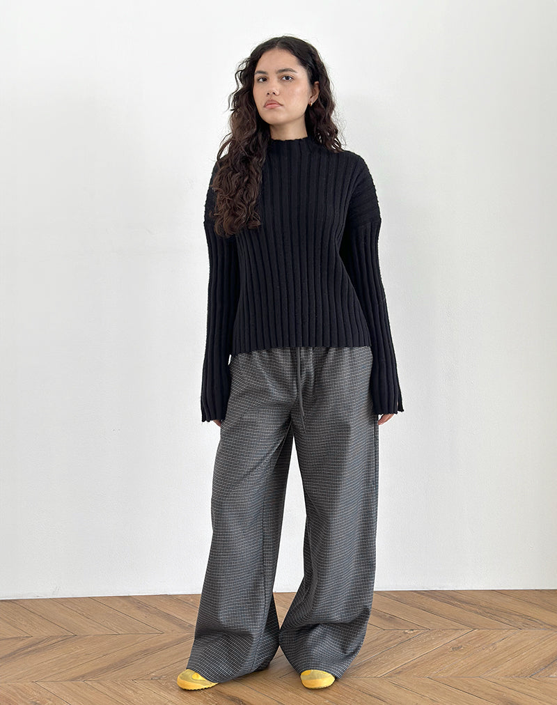 Pantalón Sasari Oversize a cuadros azul marino