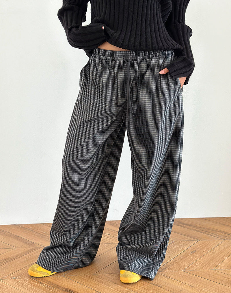 Pantalón Sasari Oversize a cuadros azul marino