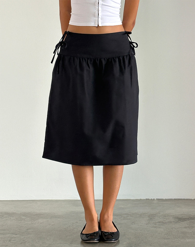 Imagen de Sasay Falda midi de lino negro Rami