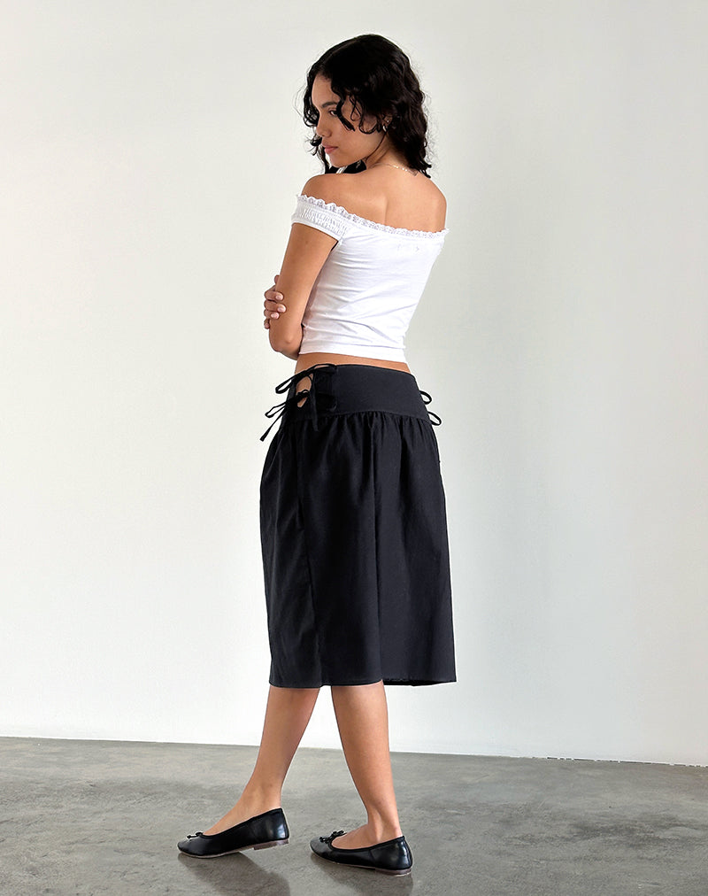 Imagen de Sasay Falda midi de lino negro Rami