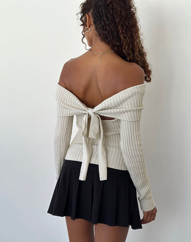 Top con lazo Saskia Bardot en marfil
