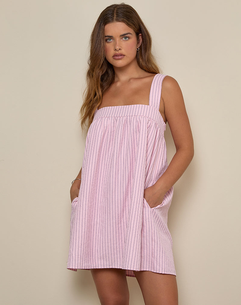 Imagen de Sasori Smock Mini Dress in Pink Stripe