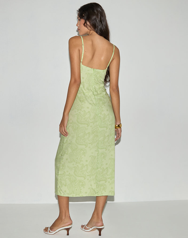 Imagen de Sastra Midi Dress in Retro Paisley Lime