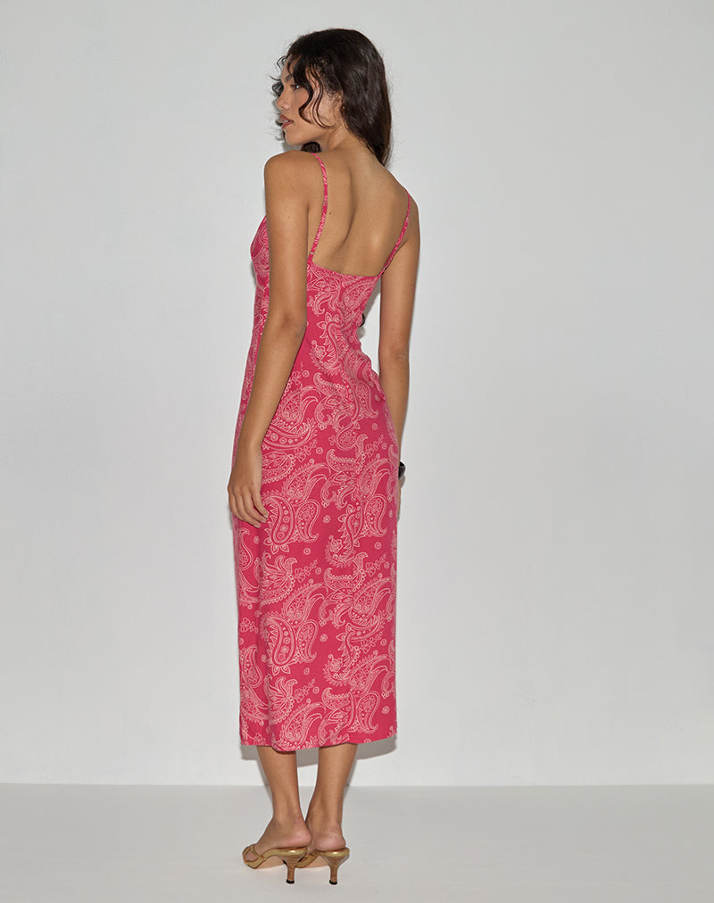 Imagen de Sastra Vestido Midi en Paisley Retro Rosa