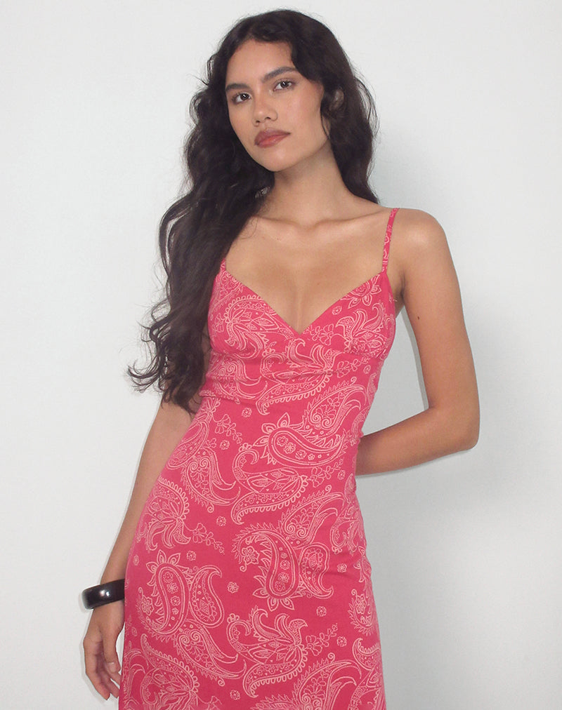 Imagen de Sastra Vestido Midi en Paisley Retro Rosa
