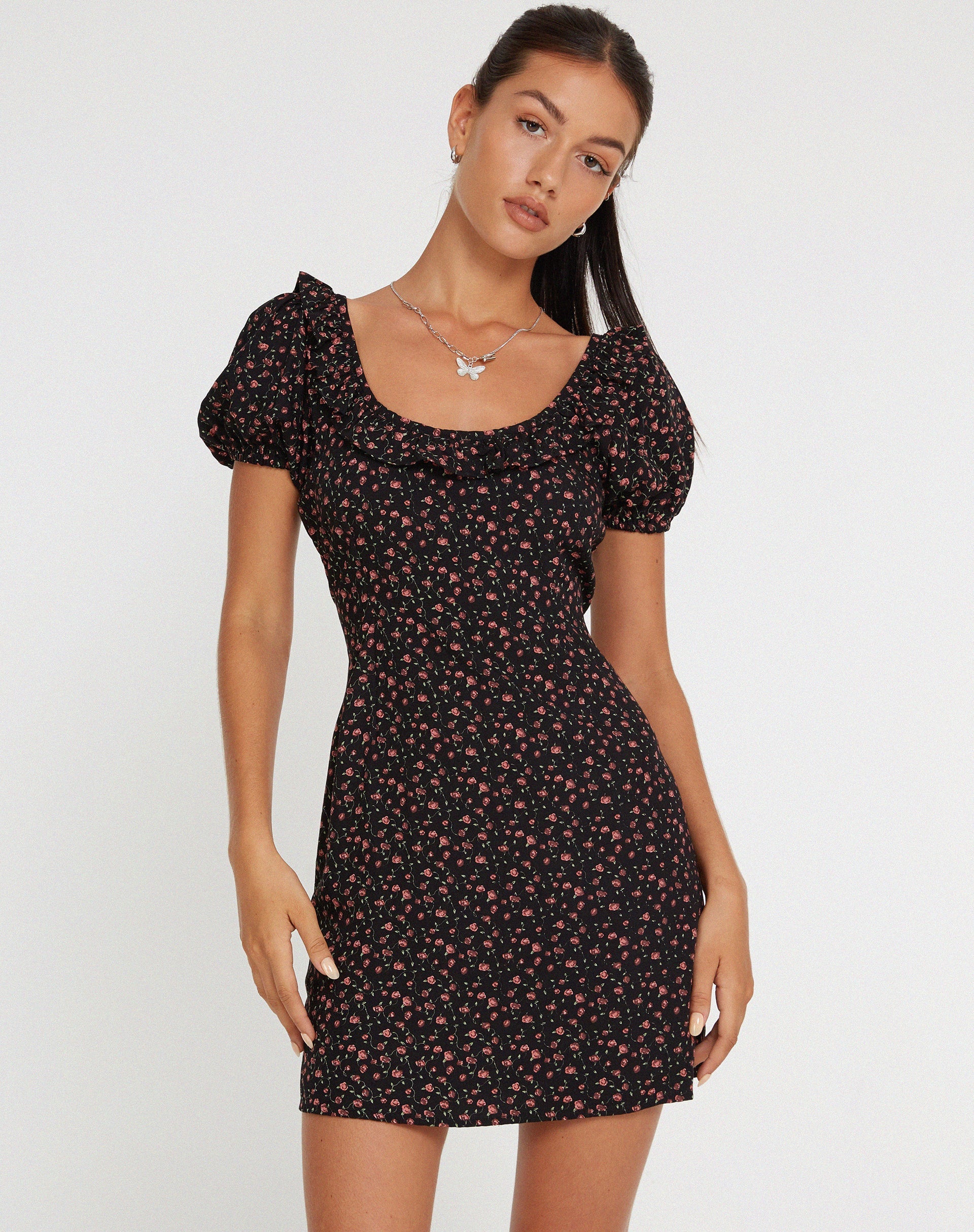imagen de Sasyana Mini Dress in Dark Pink Rose Black