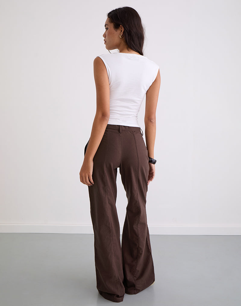 Imagen de los pantalones Saucy en lino Caoba oscuro