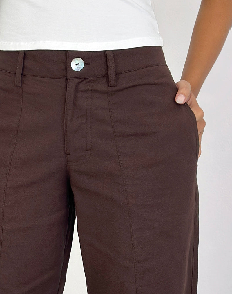 Imagen de los pantalones Saucy en lino Caoba oscuro