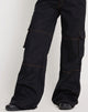 Imagen de Saul Wide Leg Cargo Trouser en negro con costuras naranjas