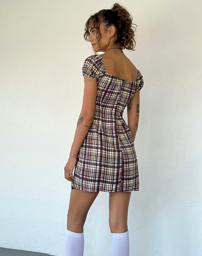 Imagen de Savio Mini Dress in Multi Check Marrón