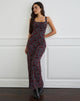 Imagen de Sayidan Maxi Vestido de Jardín Floral Azul Gris