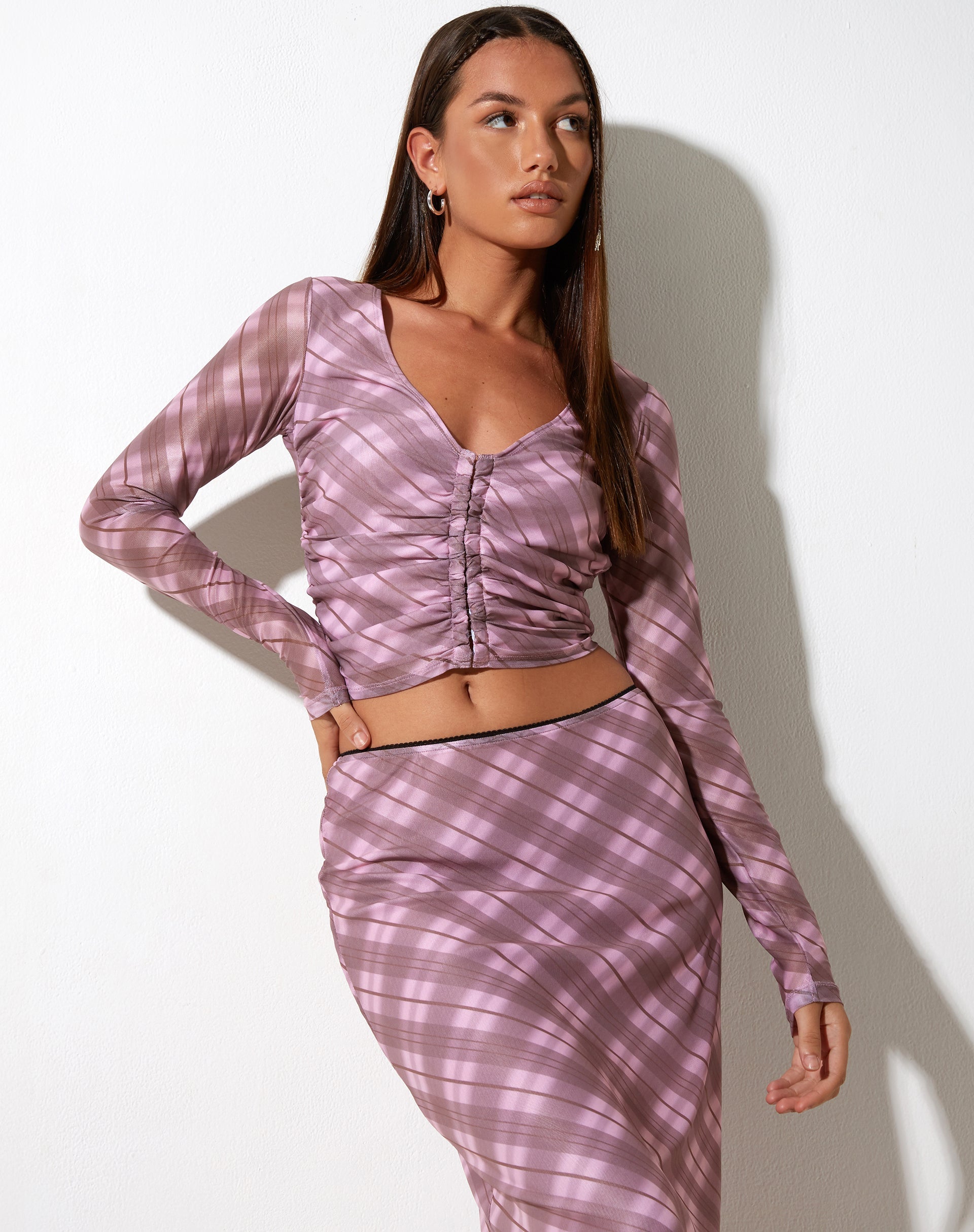 IMAGEN DE Wesley Crop Top en cuadros rosa difuminado