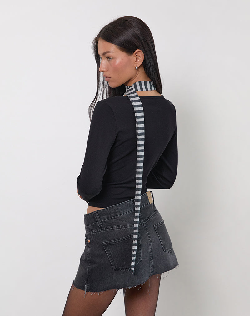 Imagen de Skinny Scarf in Grey and Black Stripe