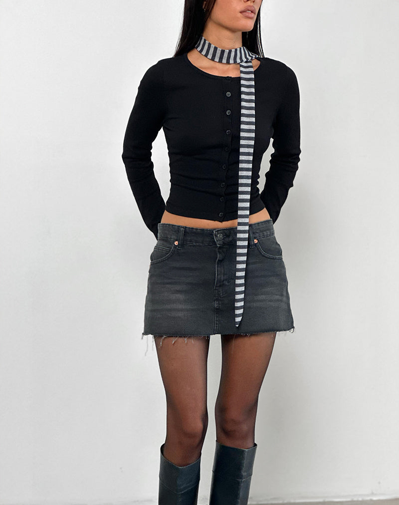 Imagen de Skinny Scarf in Grey and Black Stripe