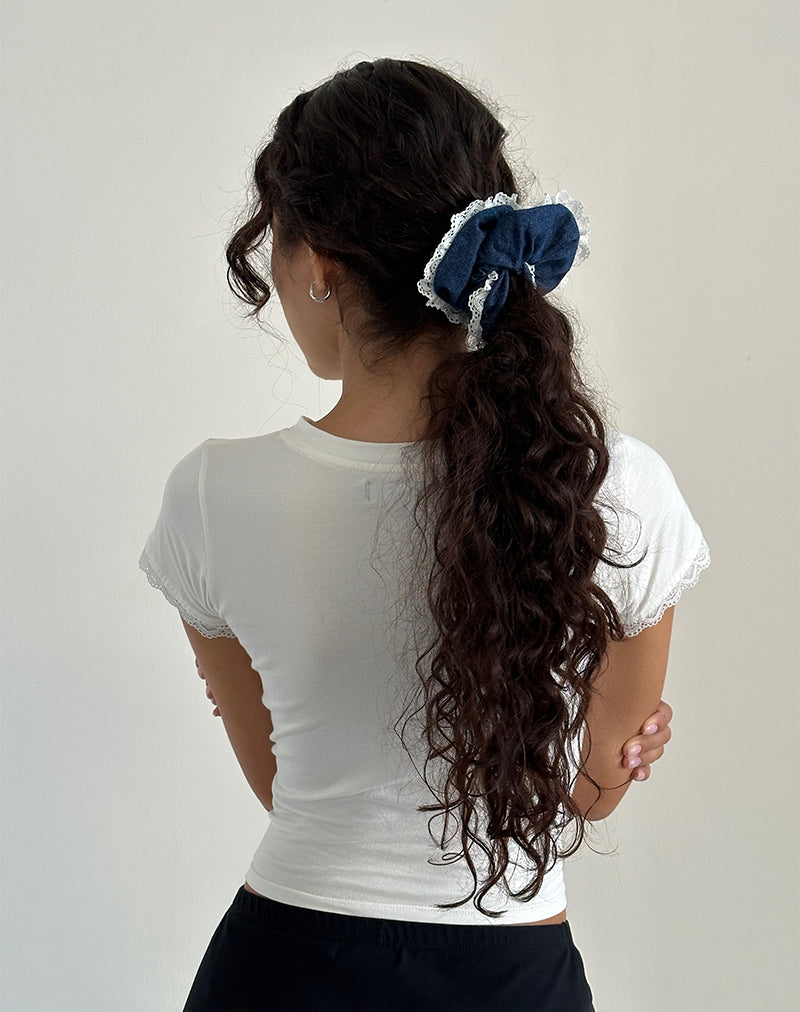 Coletero en denim chambray con encaje